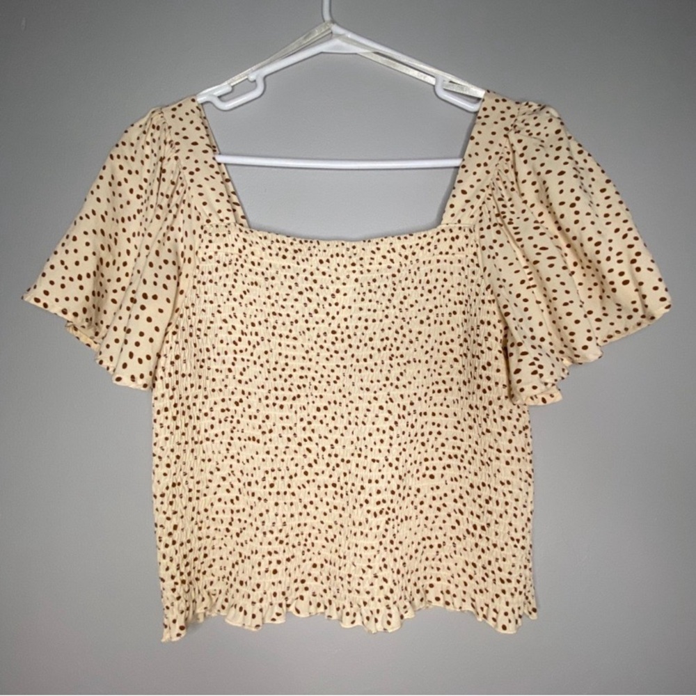 JAPNA Smocked Bodice Square Neck Sexy Crop Top M